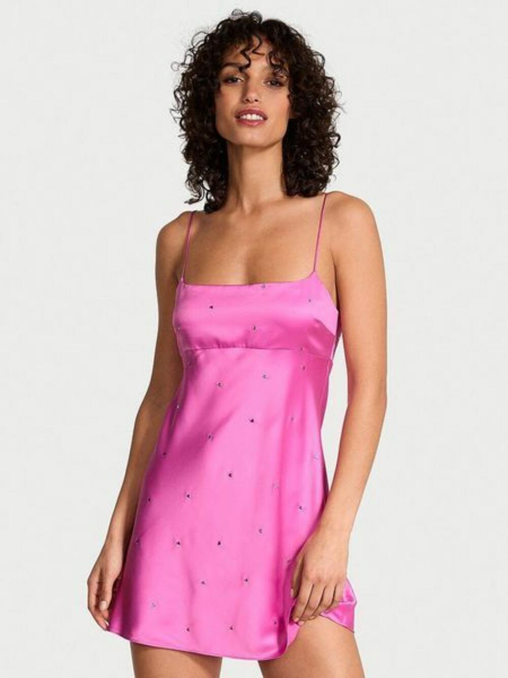 Пеньюар Victoria's Secret Shine Glazed Satin Dew Drop Heart Slip Dress 