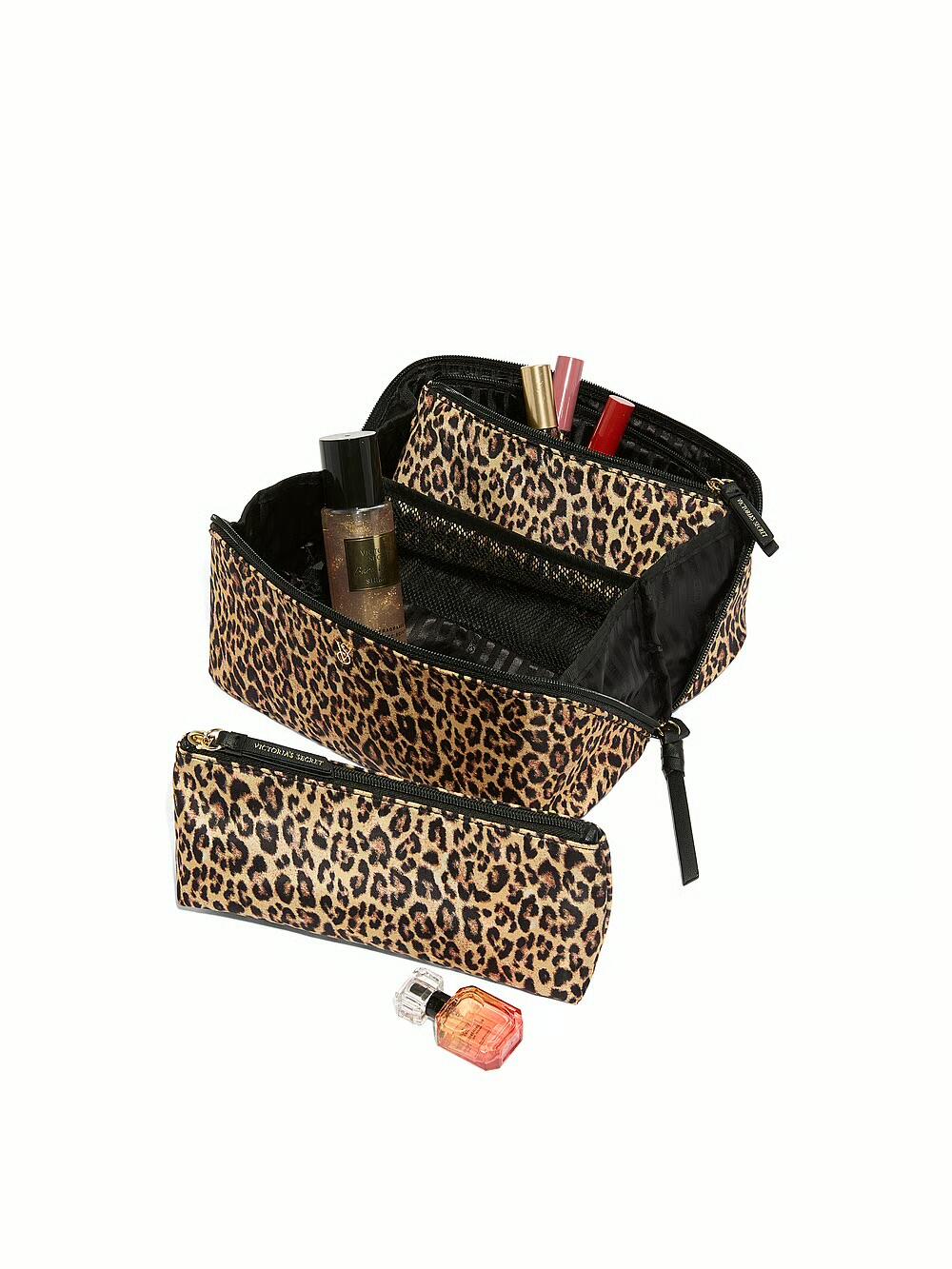 Косметичка 3-Piece Expandable Travel Makeup Bag leopard