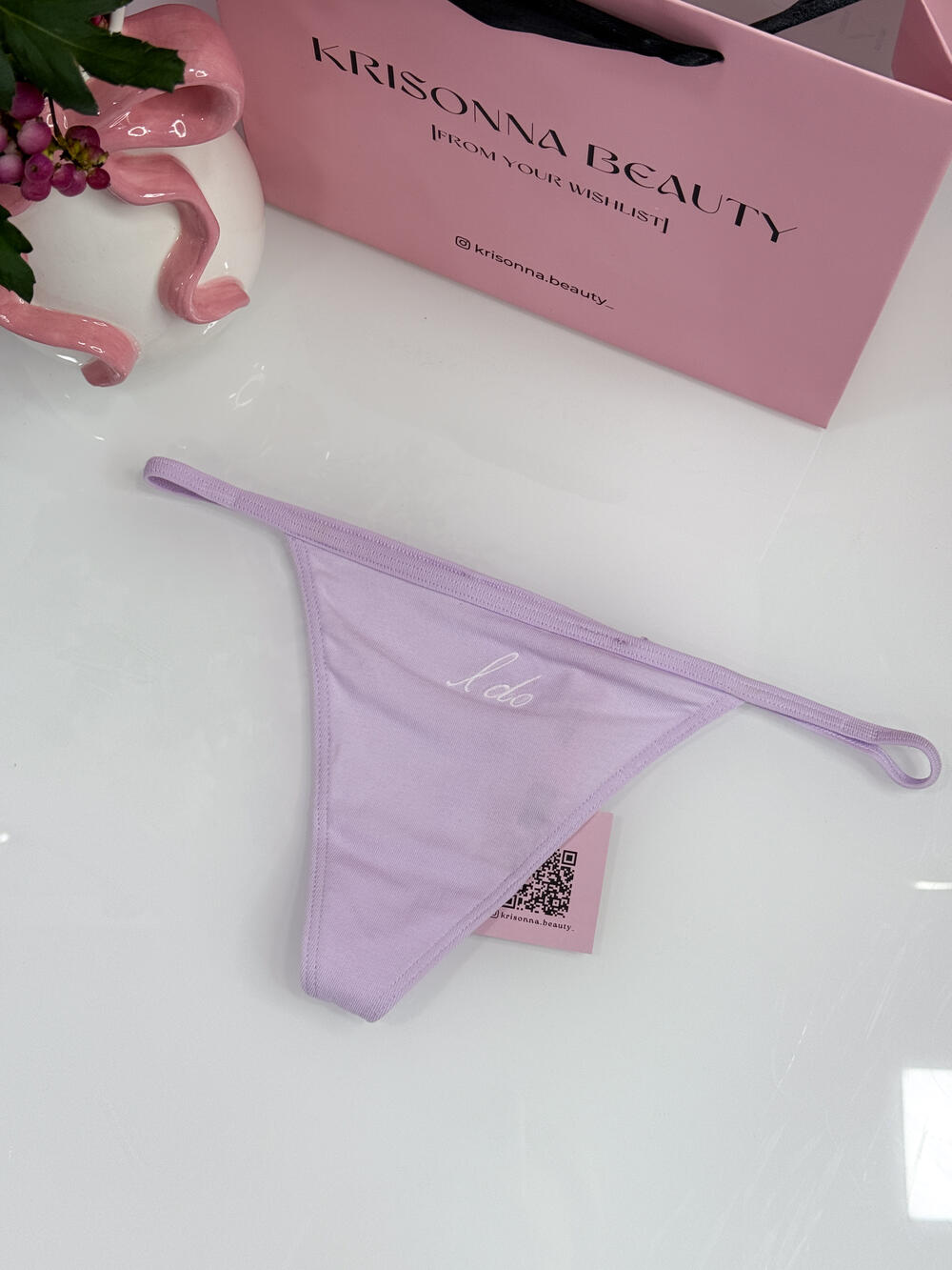 Трусики Stretch Cotton V-string розмір s лавандові I do 