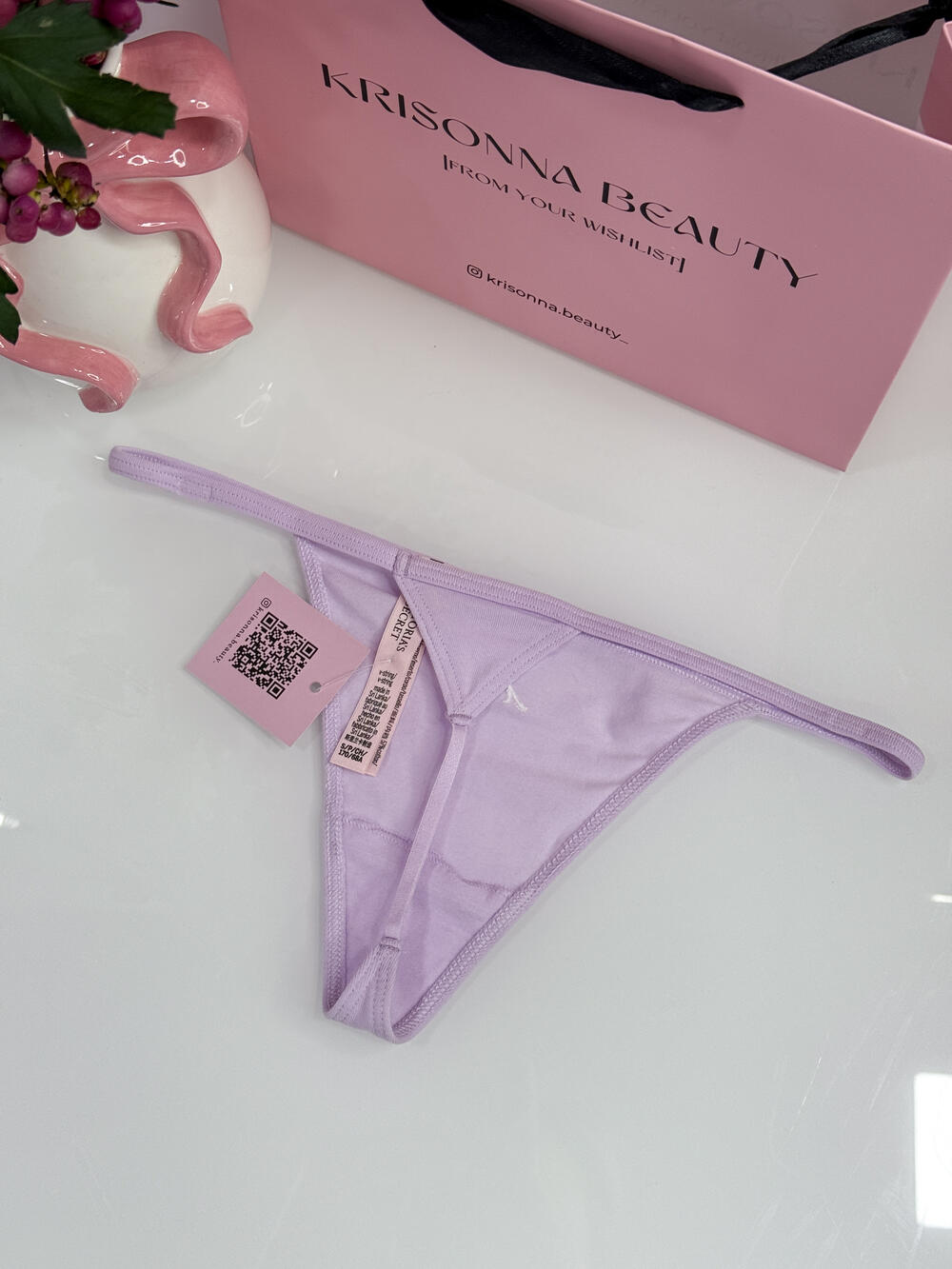 Трусики Stretch Cotton V-string розмір s лавандові I do 