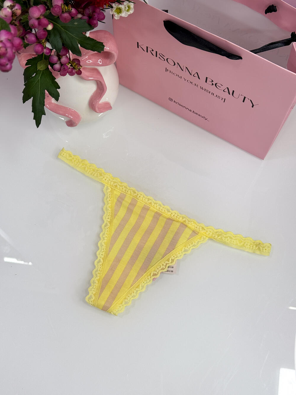 Трусики Lace Trim Cotton V-string розмір S 74TR 