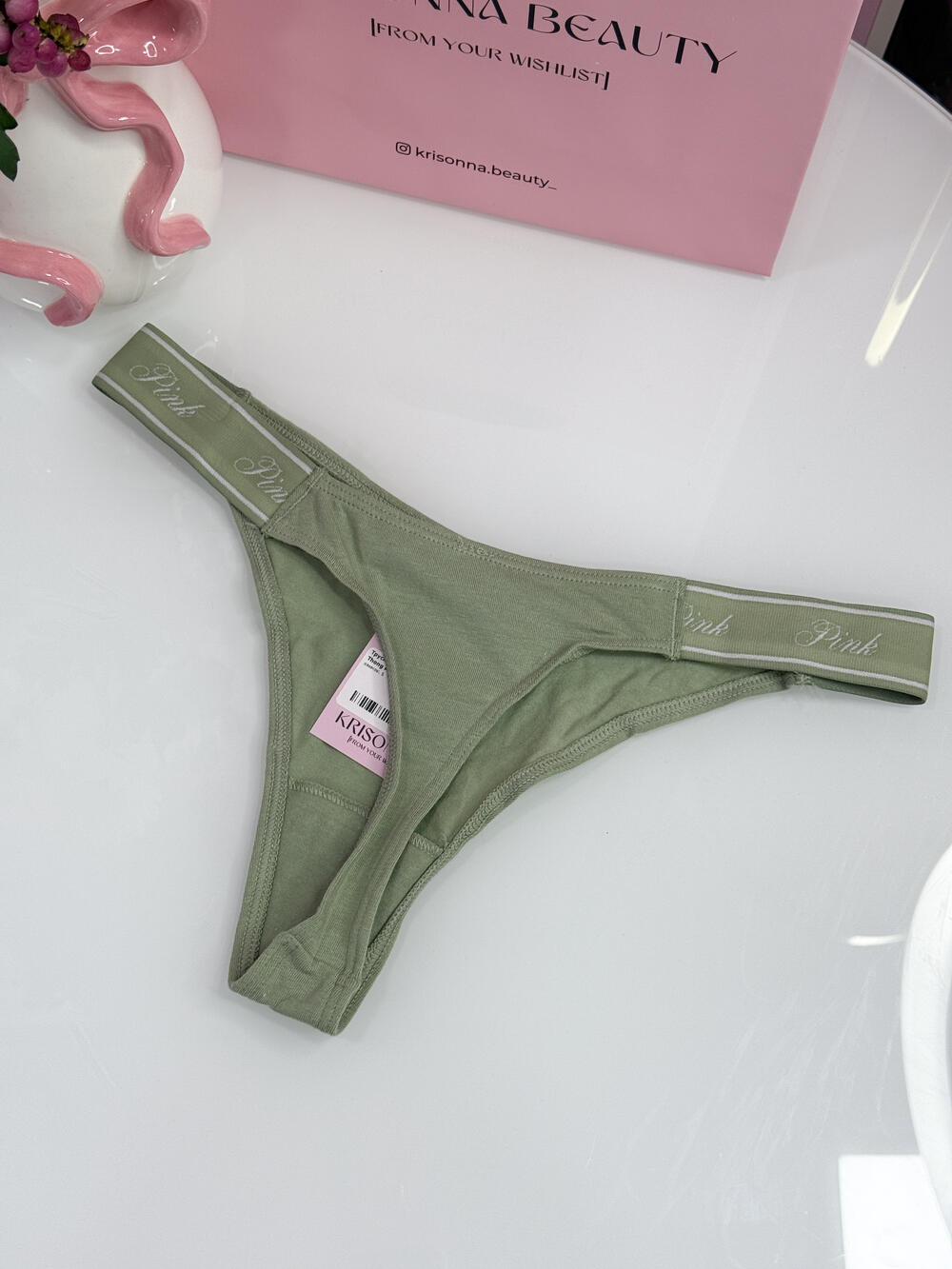 Трусики Logo Cotton High-Leg Thong розмір S хакі 