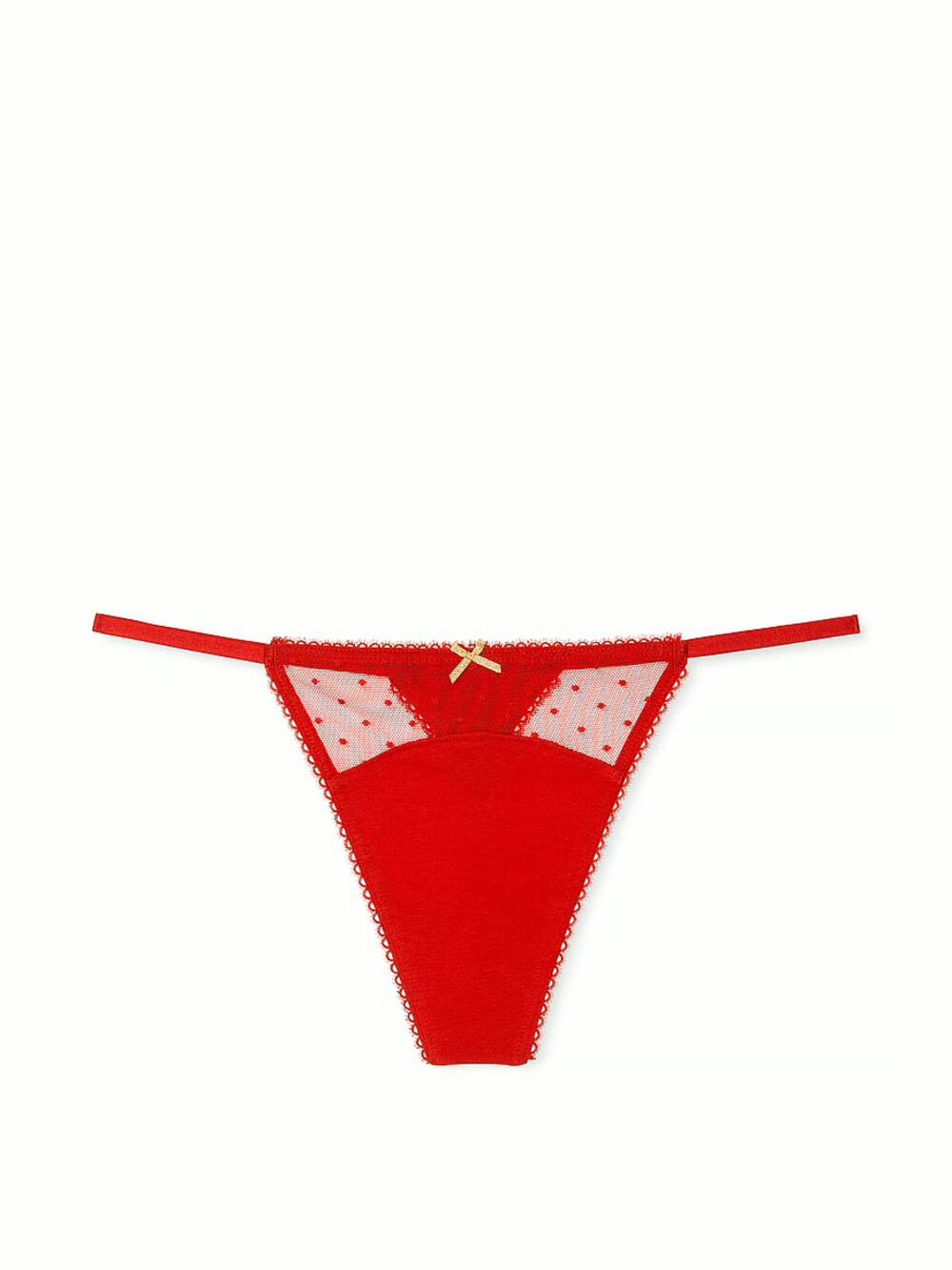 Трусики Stretch Cotton Dot Mesh V-string розмір s Lipstick 