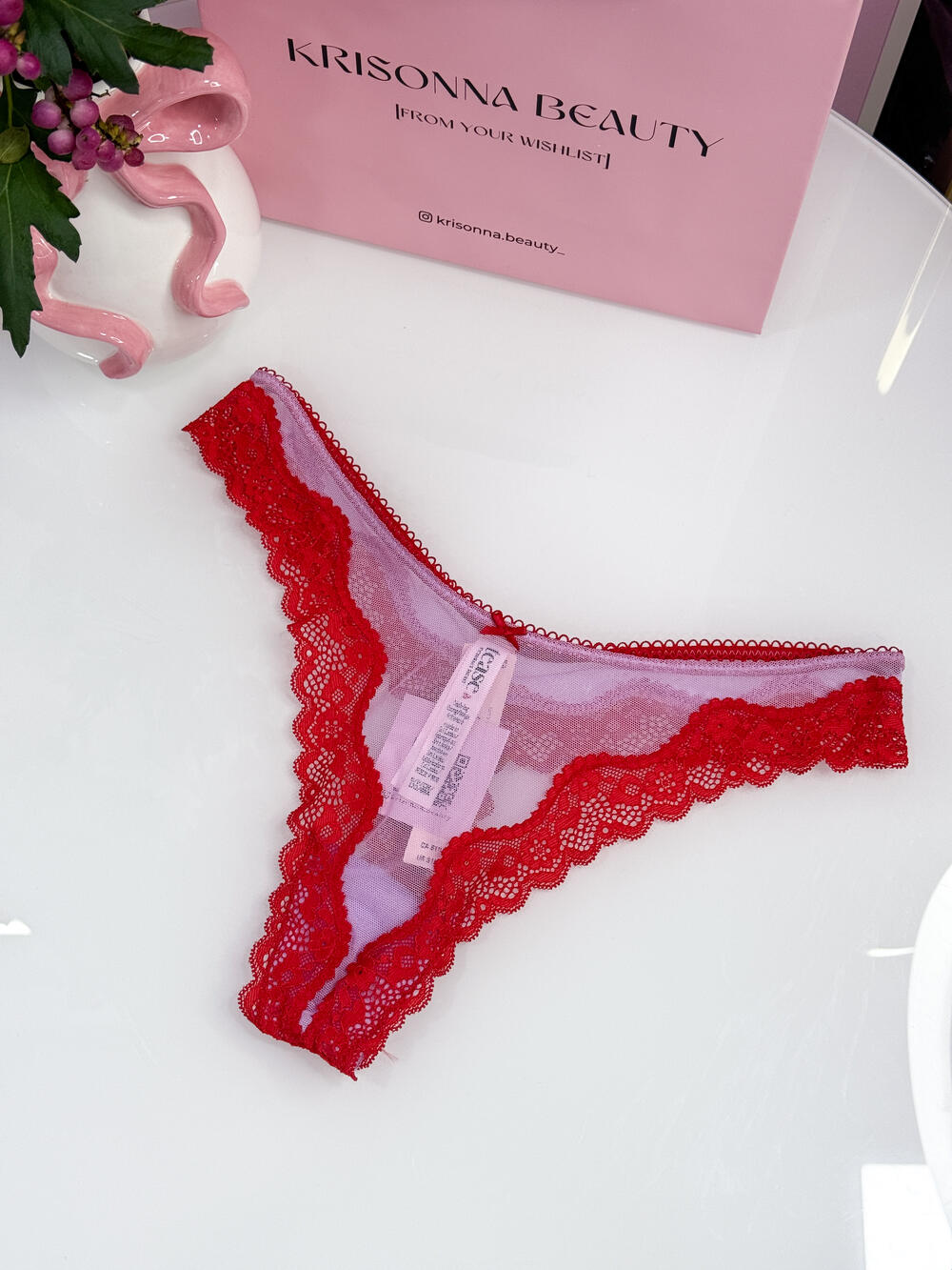 Tease Mesh Lace-Trim High-Leg Thong Panty розмір S Silky Lilac (72LK)