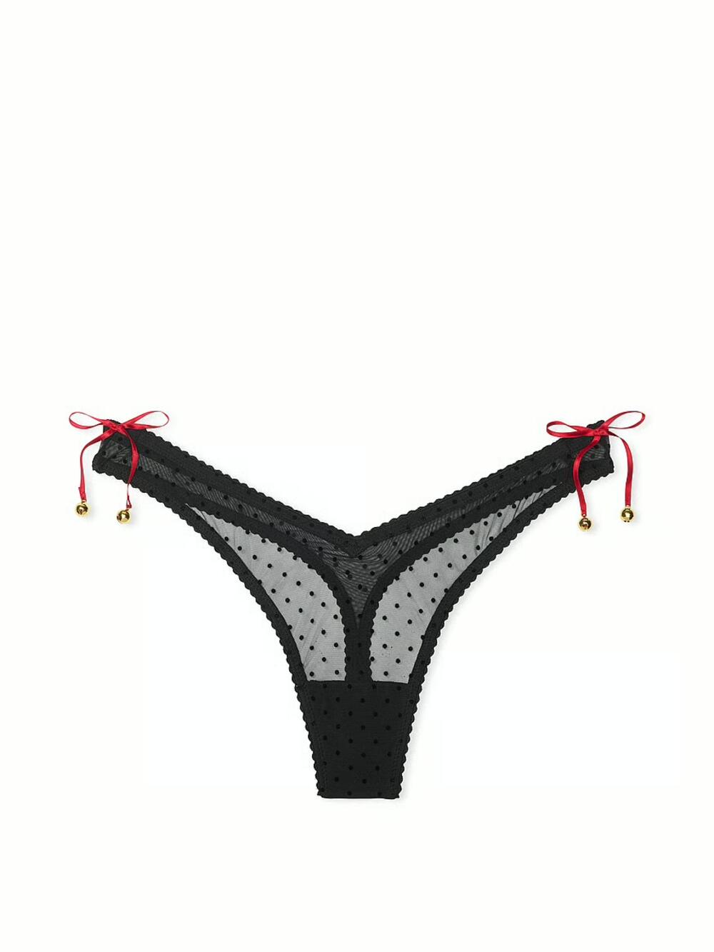 Jingle Bells Mesh Thong Panty розмір S Black (5LSU) 