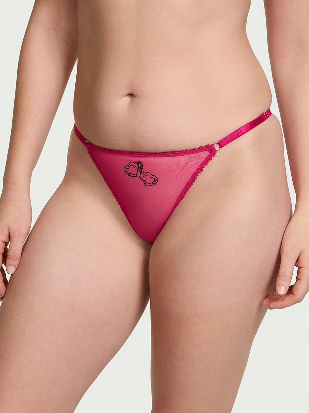Flirty Mesh Adjustable V-String Panty розмір S Cherry Blossom Cuffs (74ZF)