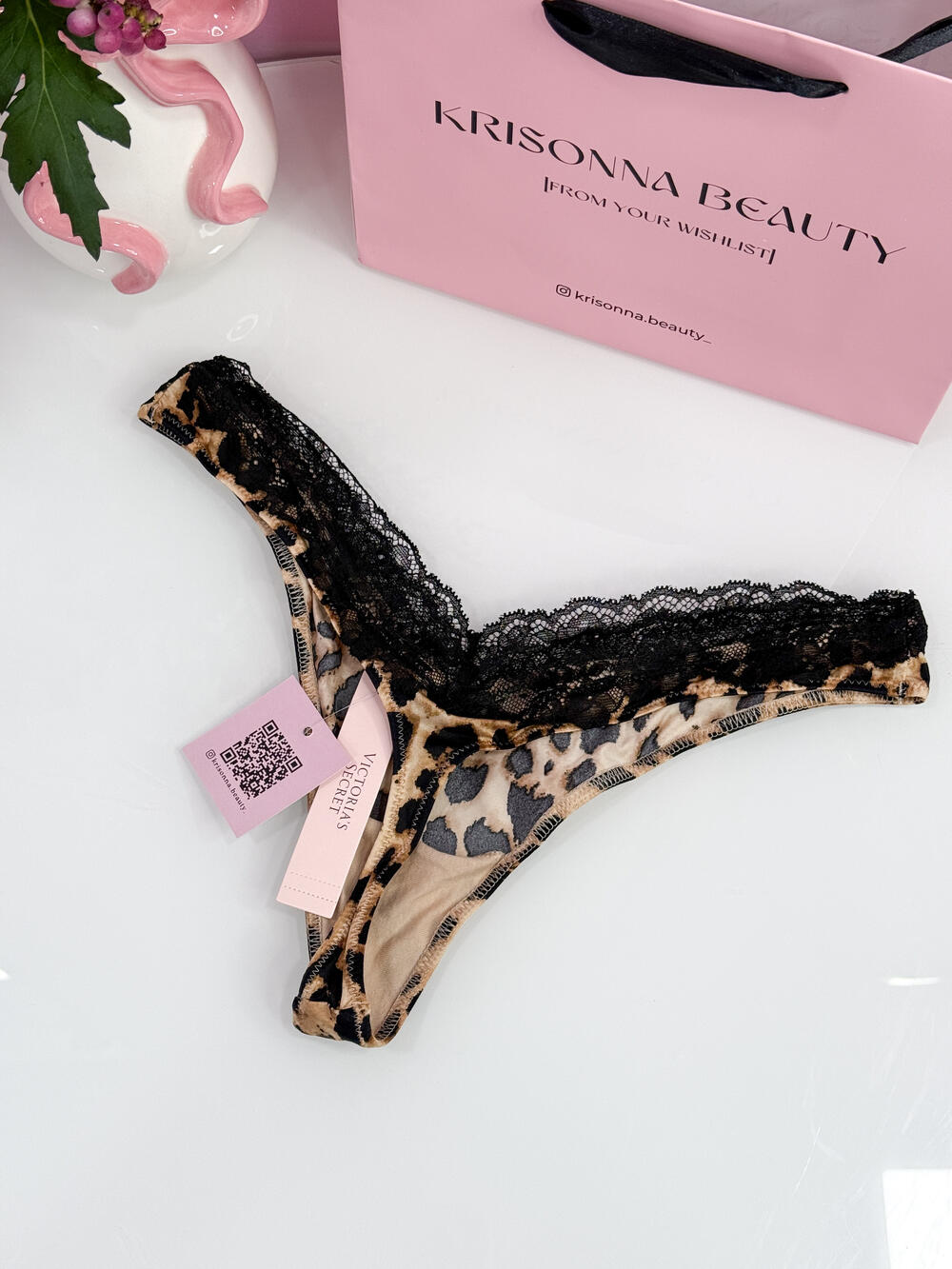 Lace-Trim High-Leg Thong Panty розмір S Leopard (4OHA)