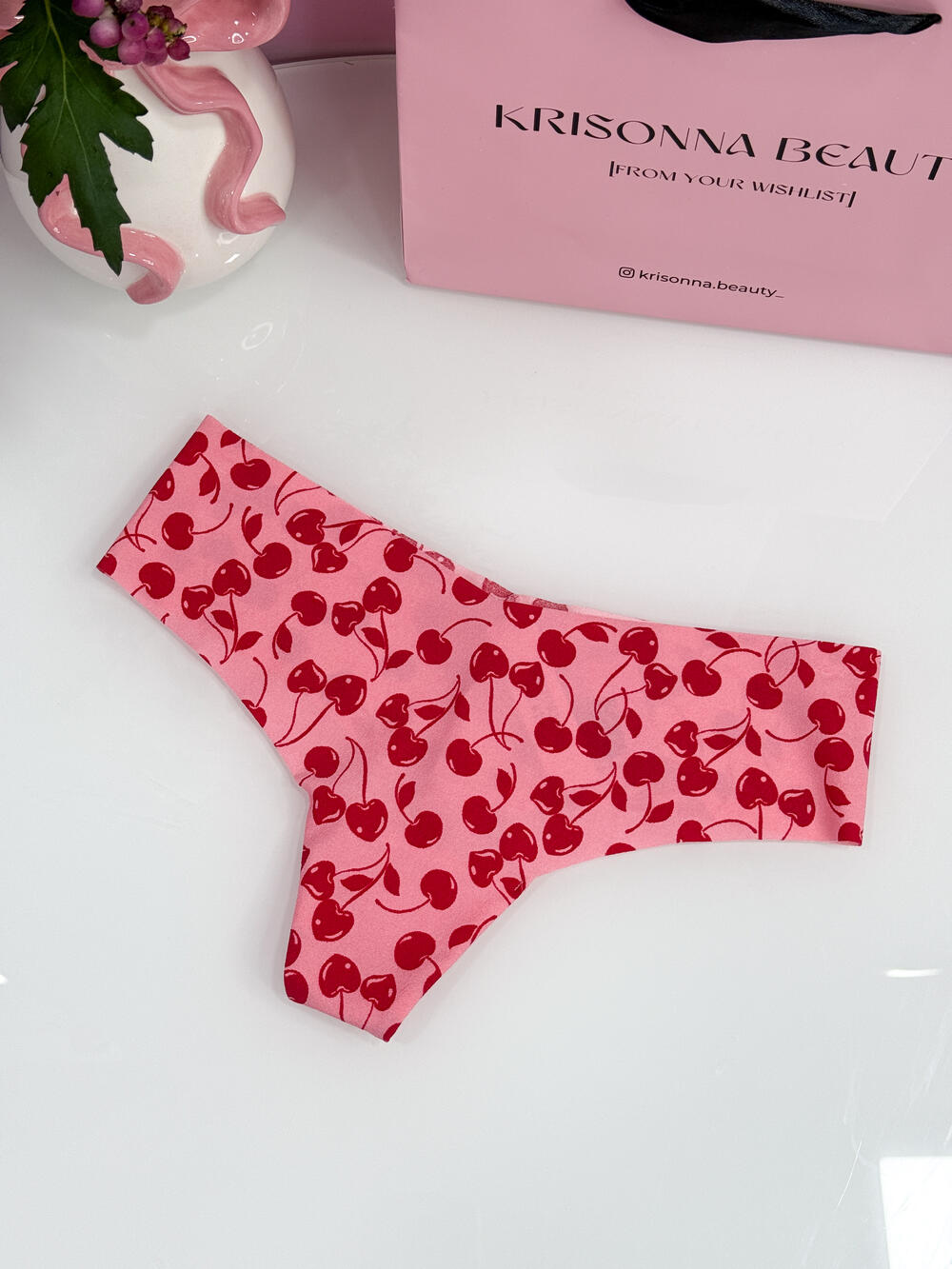 No-Show Thong Panty розмір S Pink Hope Cherry Hearts (75IY)