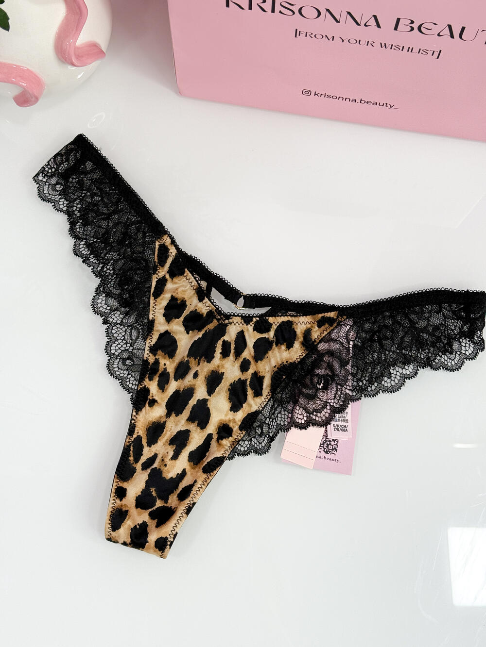 Rose Lace-Trim High-Leg Thong Panty розмір S Leopard (4OHA)
