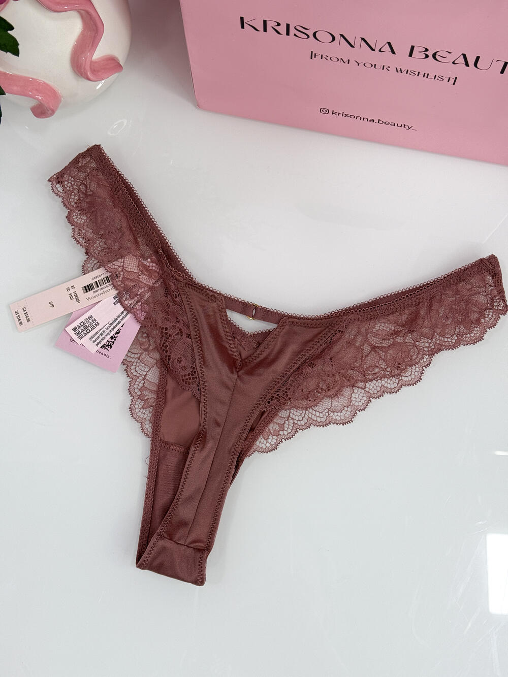 Rose Lace-Trim High-Leg Thong Panty розмір S Vintage Rose (91Q7)