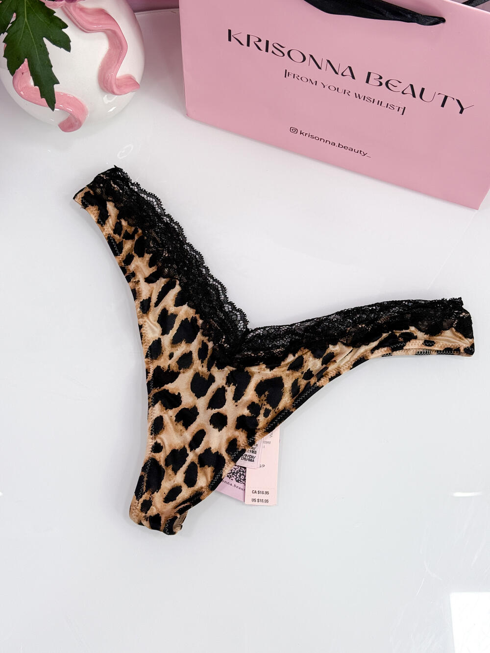 Lace-Trim High-Leg Thong Panty розмір S Leopard (4OHA)