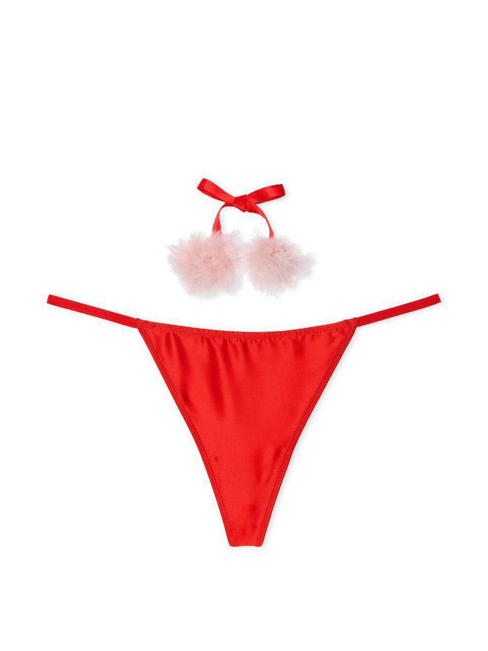 Satin Pom Pom V-String Panty розмір S Bright Vermillion (92Q4) 