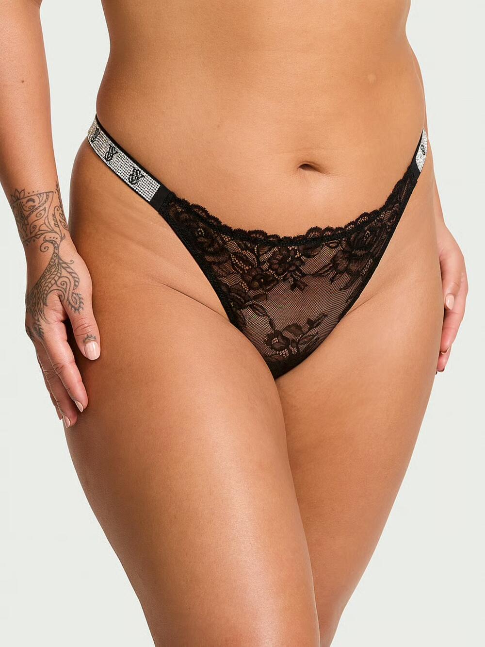 Shine Strap Rose Lace Panty розмір L Black 