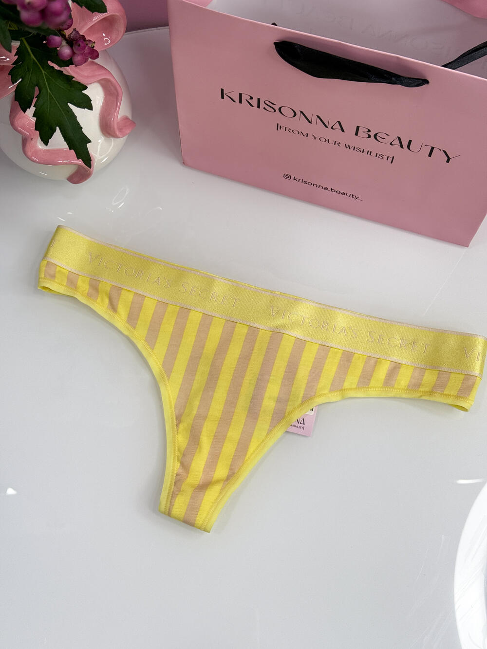 Logo Cotton Thong Panty розмір S жовті у смужку 