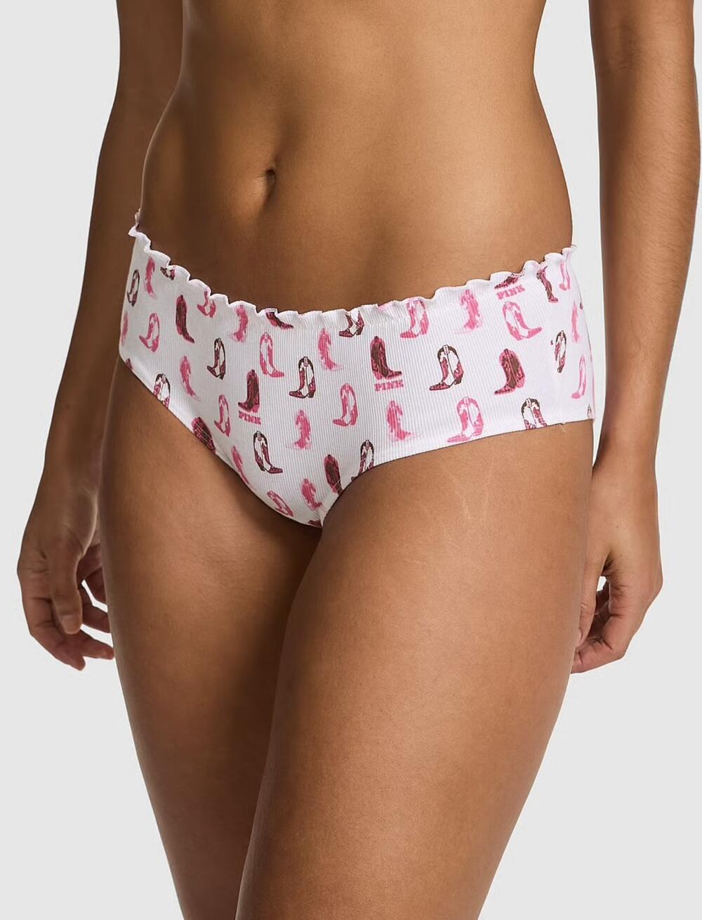 Cotton Cheeky Panty розмір S White Cowboy Boot Print Side Tie 