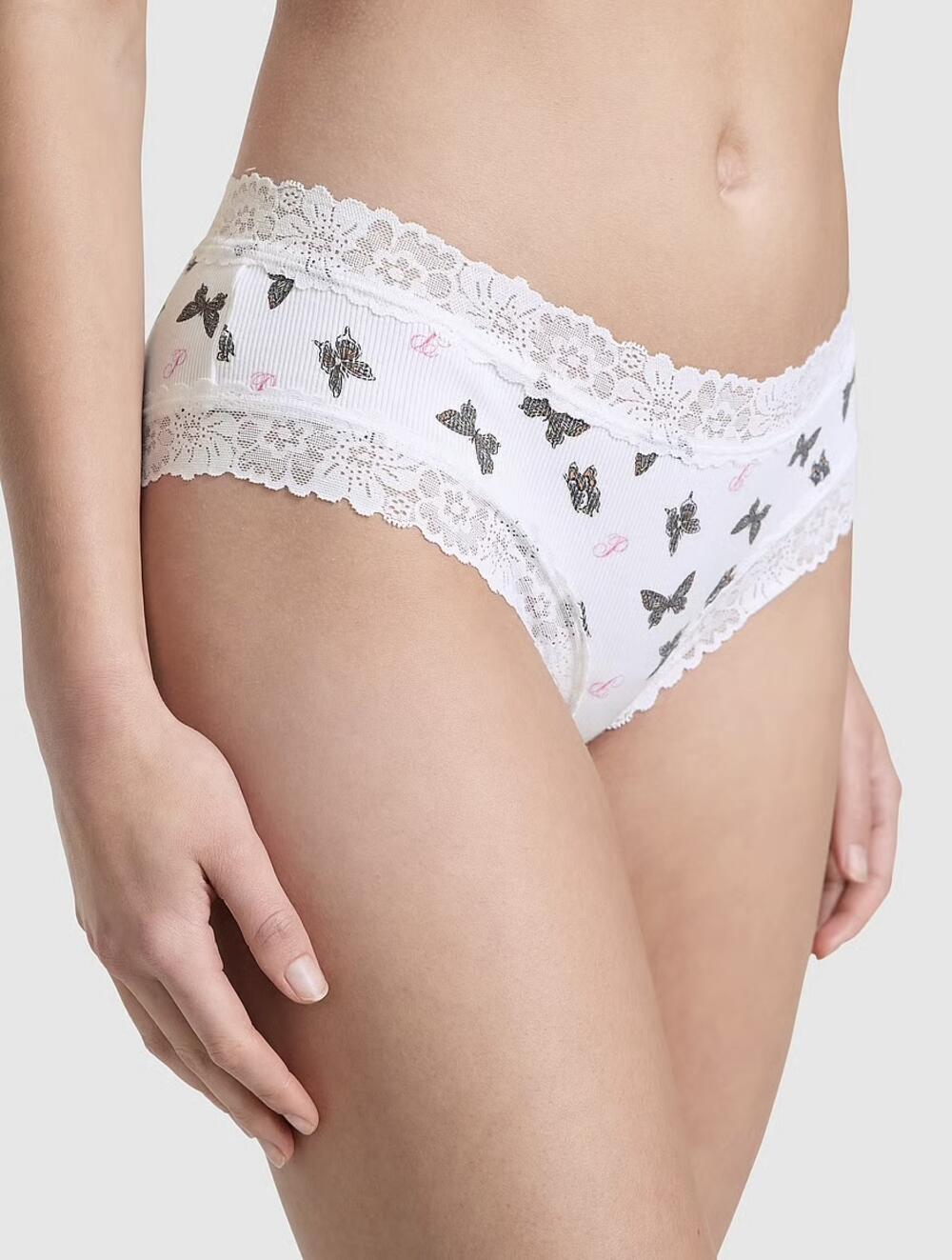 WINK LACE-TRIM CHEEKY PANTY розмір S White Butterfly Print (77KW) 