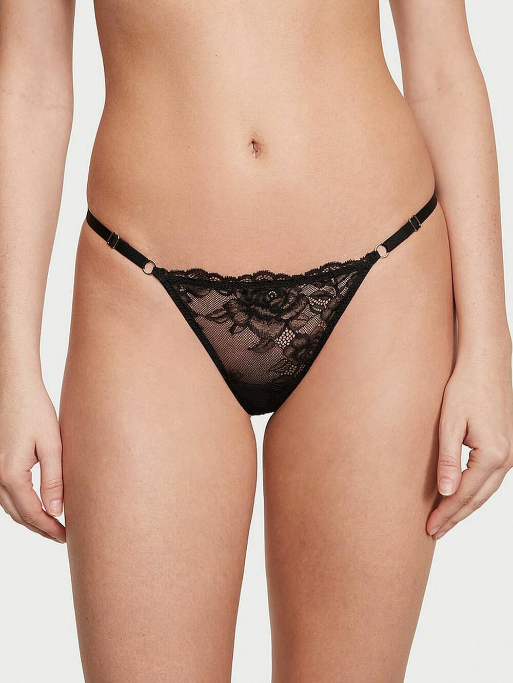 Lace Adjustable V-String Panty розмір М Black (54A2) 