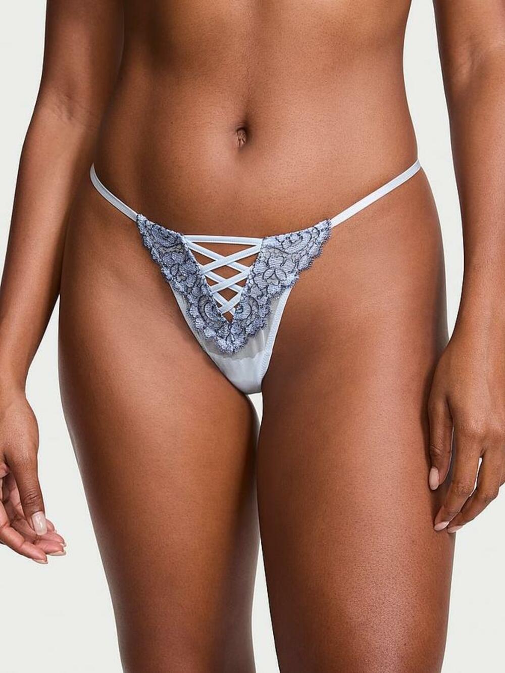 Boho Floral Embroidery Thong Panty розмір М Faded Denim (6COK) 