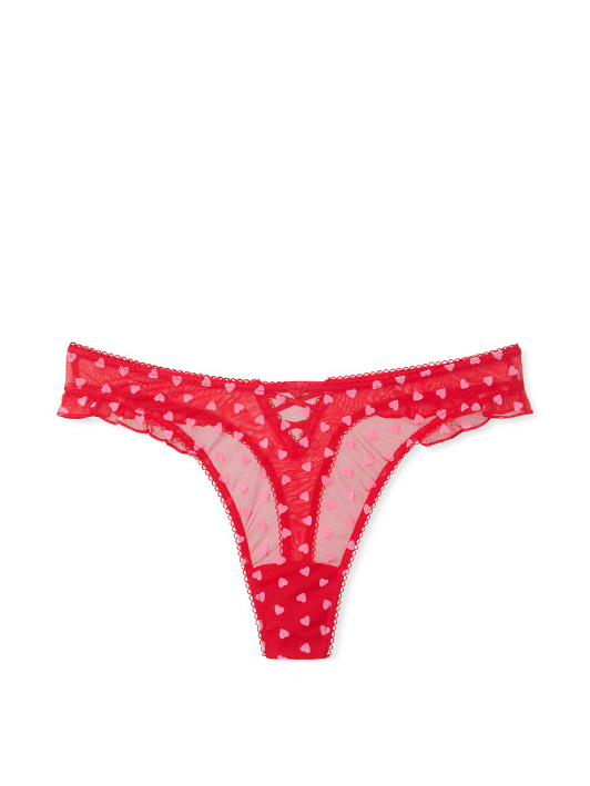 Tease High-Leg Scoop Thong Panty розмір М Bright Vermillion Hearts  (71NN) 
