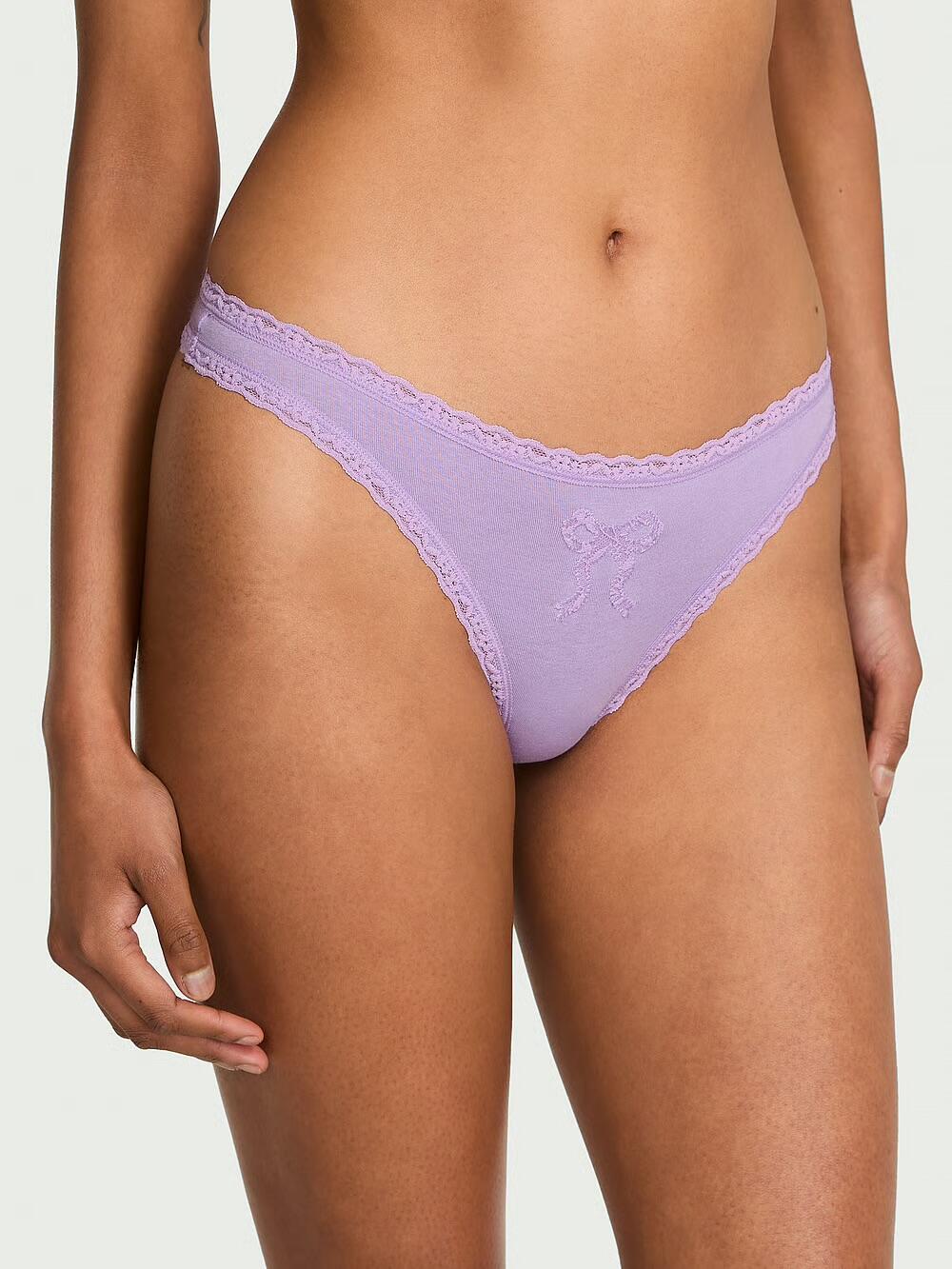 Cotton Lace Bow Thong Panty розмір М jasmine (7CSA) 