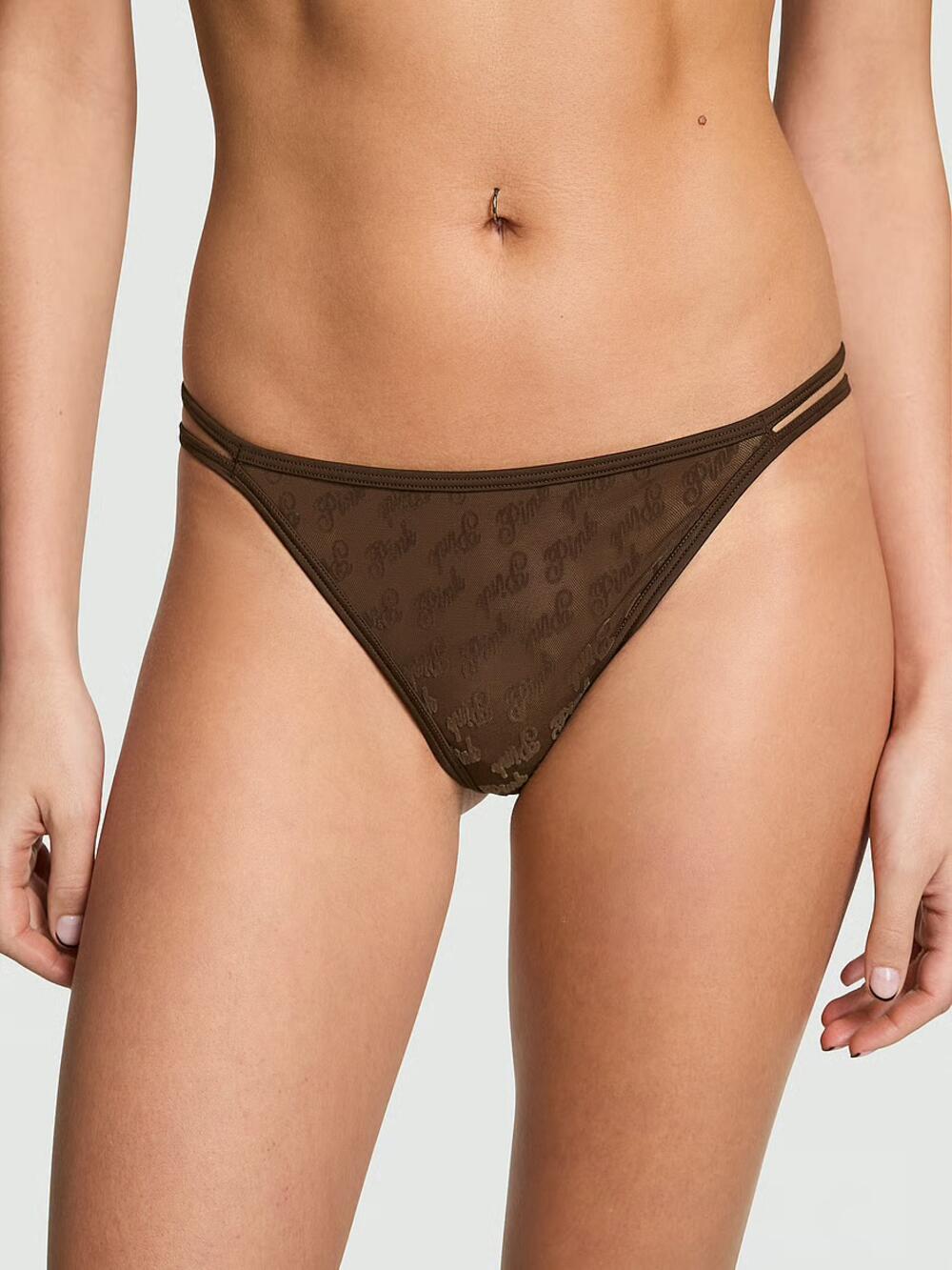 Logo Mesh Strappy Thong Panty розмір М GANACHE (6CUW) 