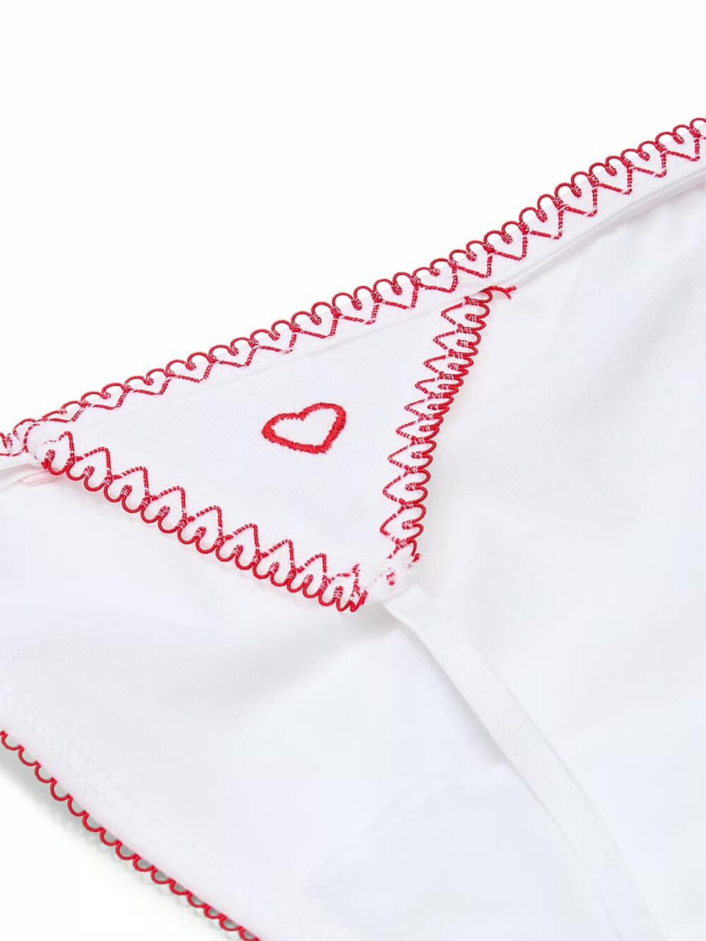 Трусики Lace Waist Heart Trim V-String розмір М White
