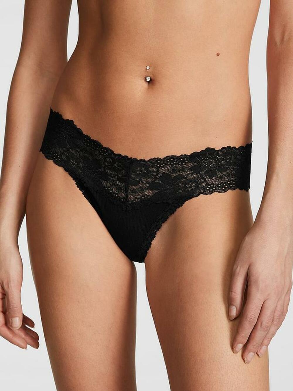 Wink Lace-Trim Thong Panty розмір М Black 