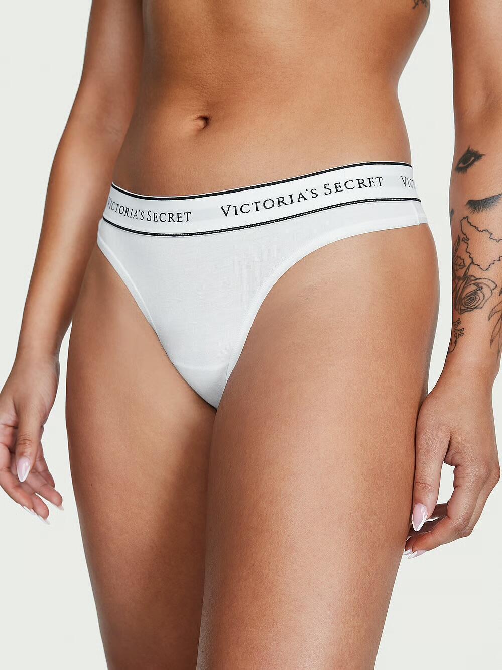 Logo Cotton Thong Panty розмір M VS White (95D1) 