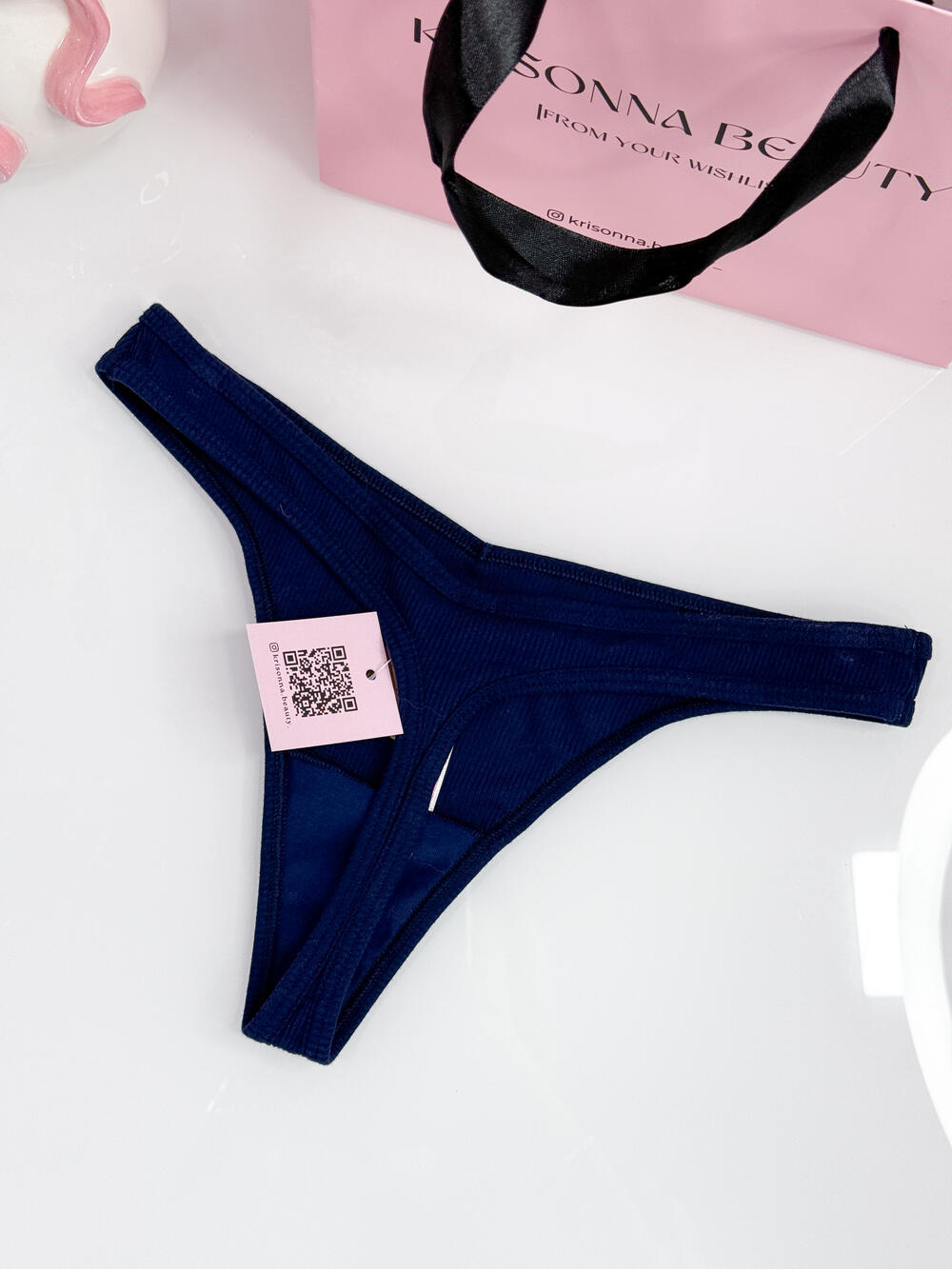 Трусики cotton в рубчик розмір М сині 