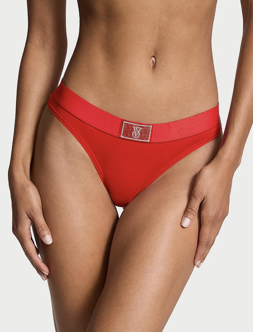 Logo Cotton Shine Patch Thong Panty розмір М Lipstick (86Q4) 