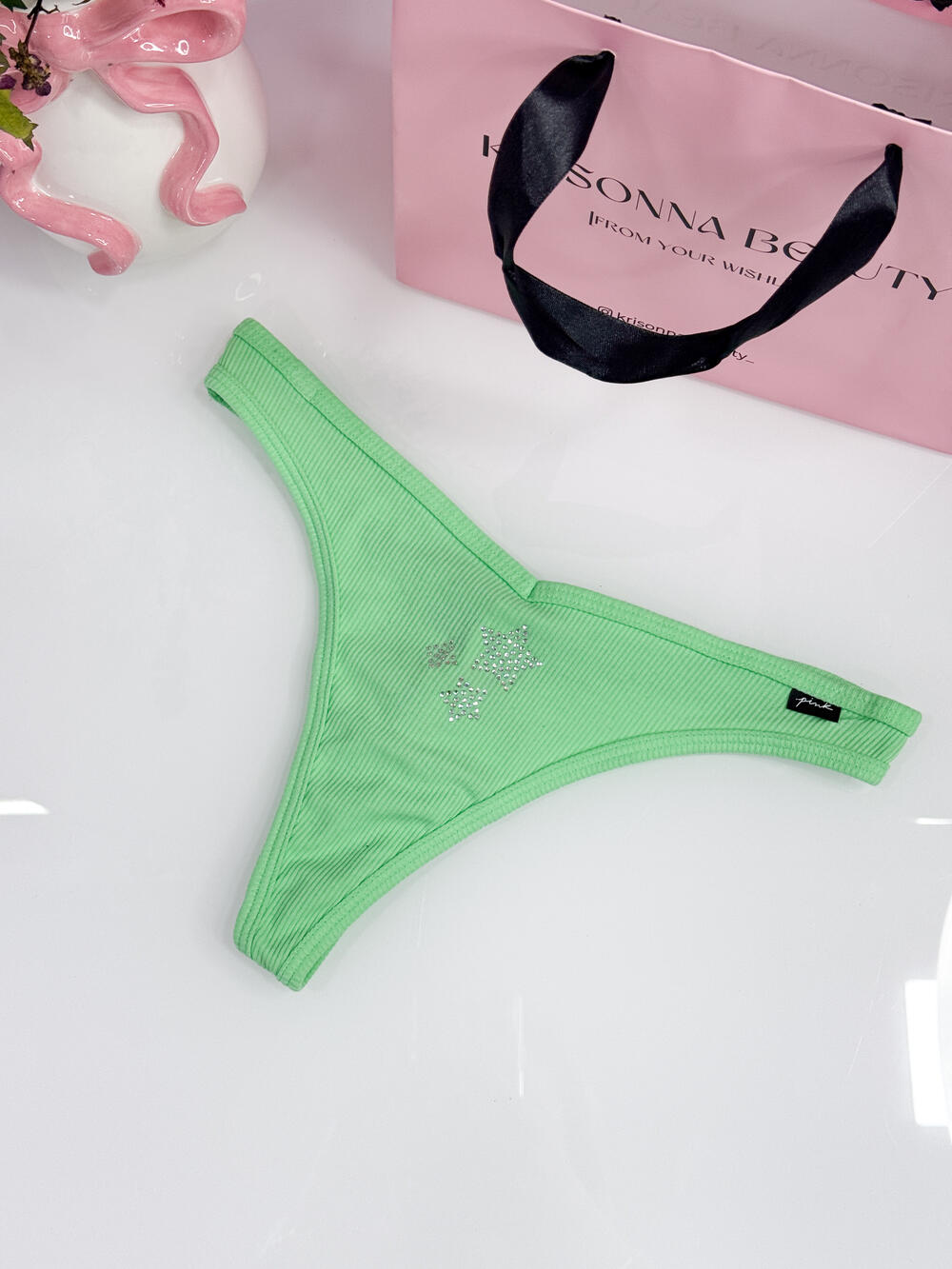 Трусики cotton в рубчик розмір М салатові 