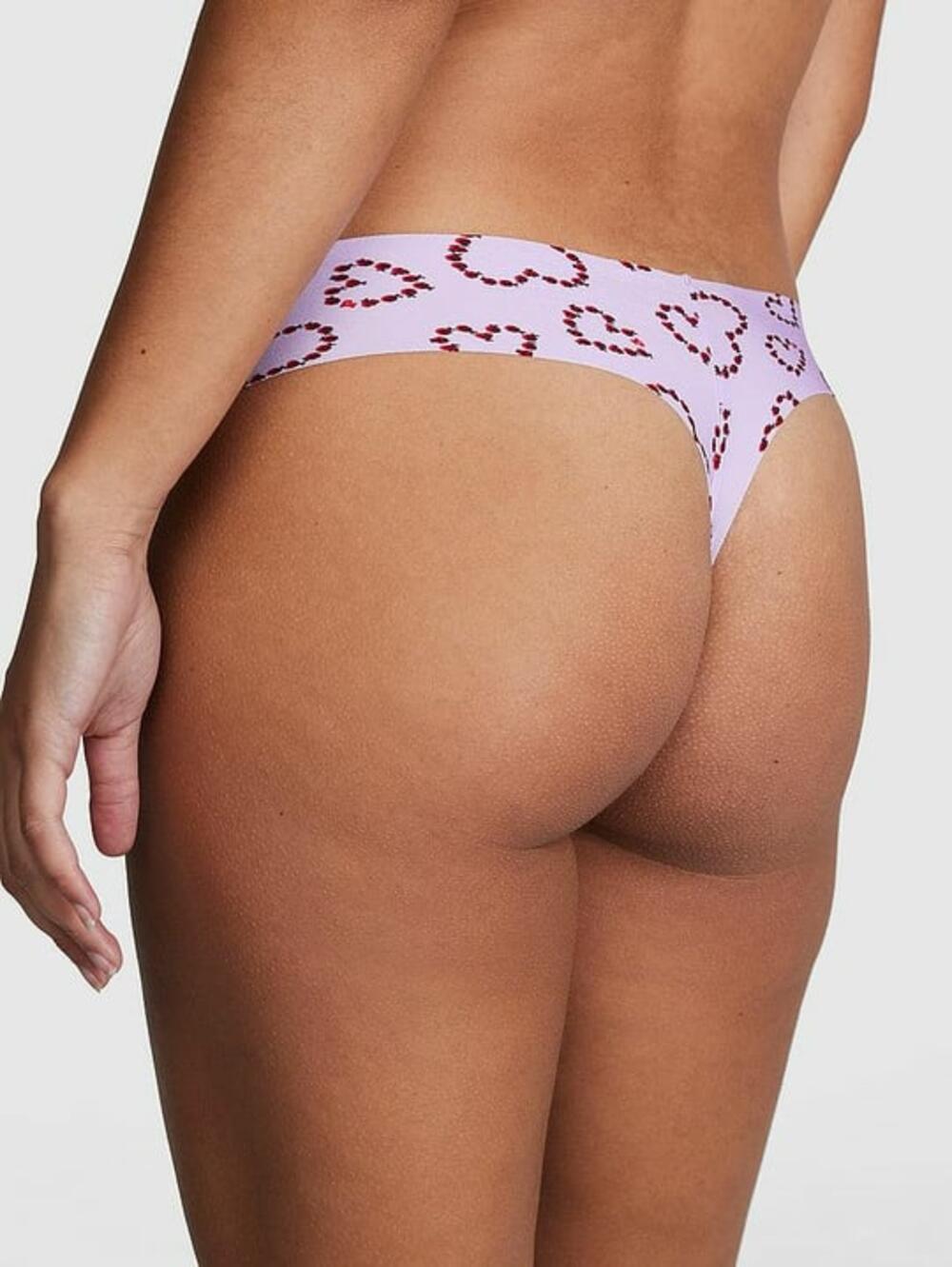 No-Show Thong Panty розмір М Pastel Lilac Love Bug Print