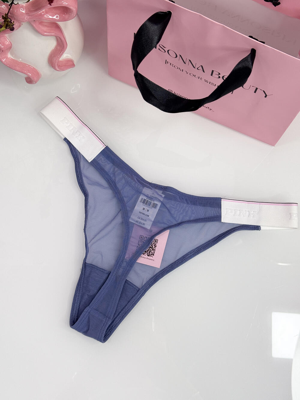 Logo Mesh High-Leg Thong Panty розмір М Dusty Iris (82O1)