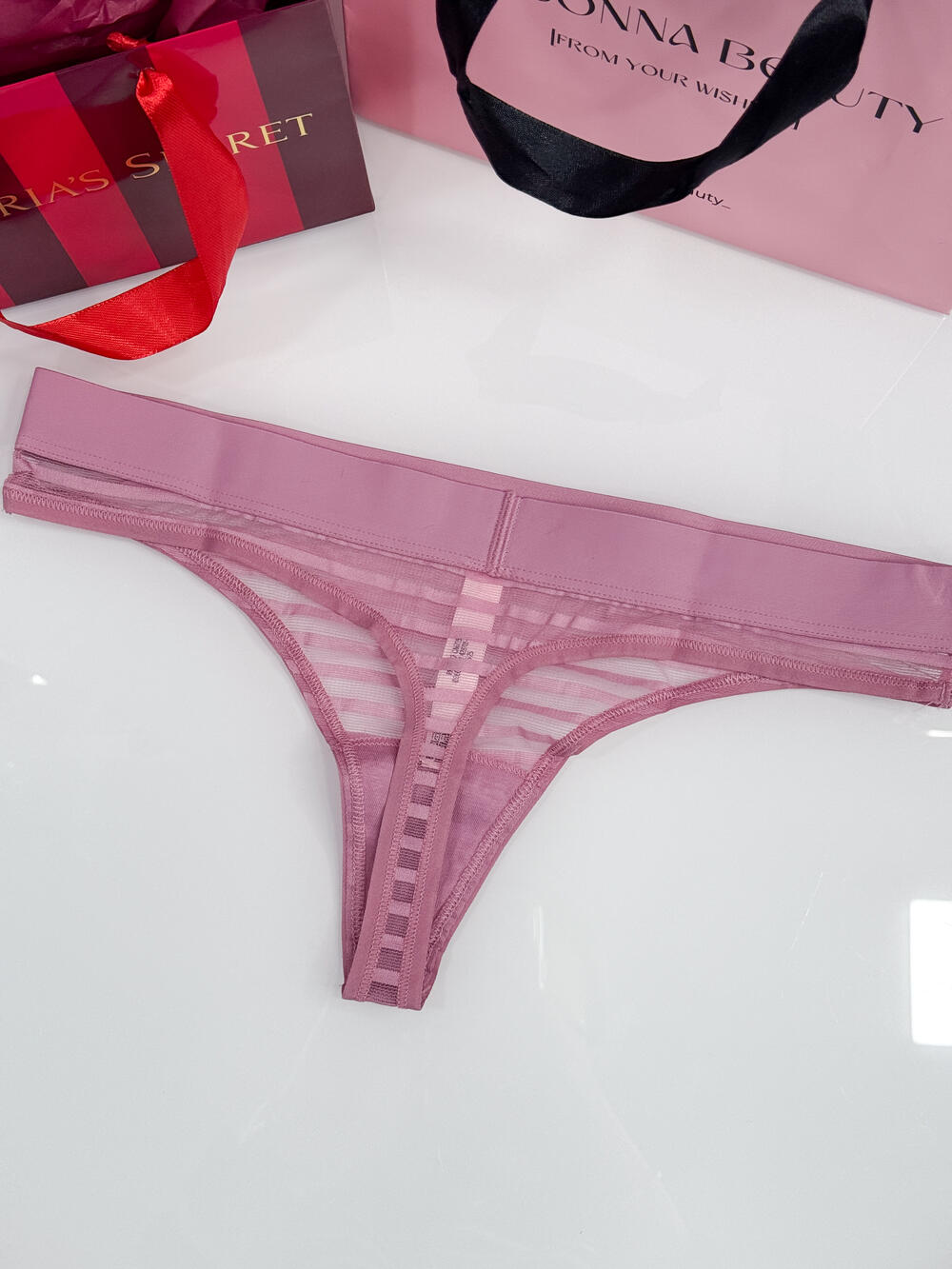 Sheer Heritage Logo Thong Panty розмір L Bikini Pink (94O7)