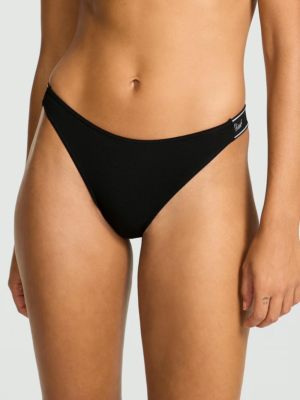 Трусики Logo Cotton High-Leg Thong розмір М чорні 