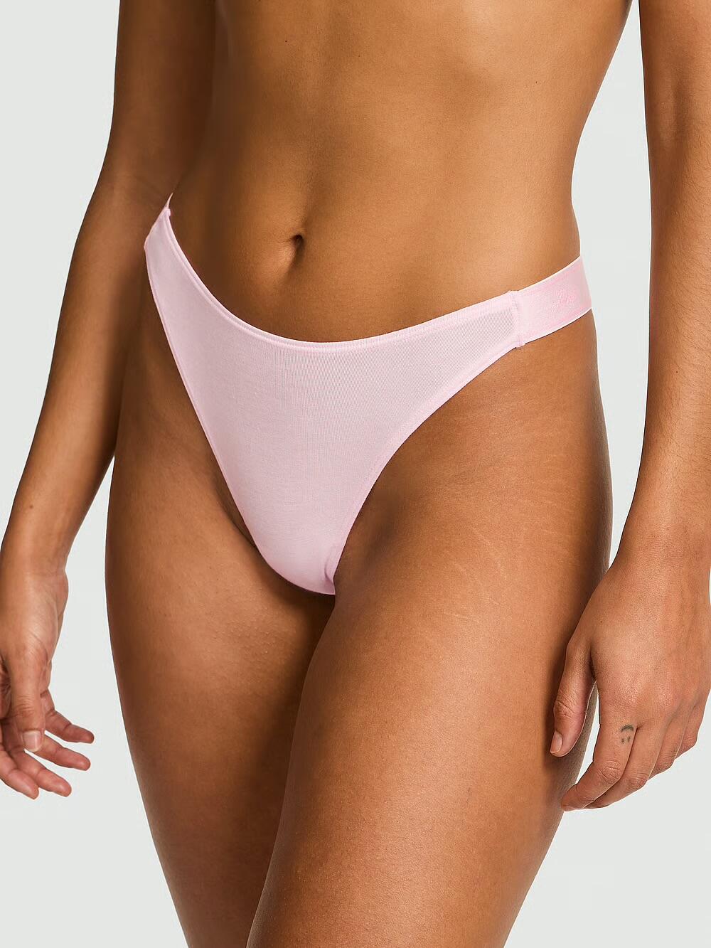 LOGO COTTON SHINE HIGH-LEG THONG PANTY розмір М Pink Tulip (69IO) 