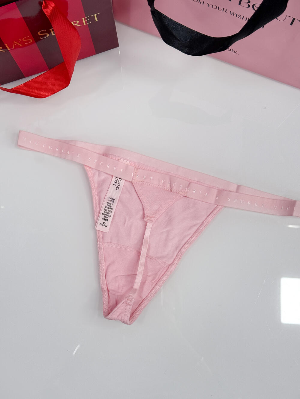 Stretch Cotton V-String Panty розмір L рожеві 