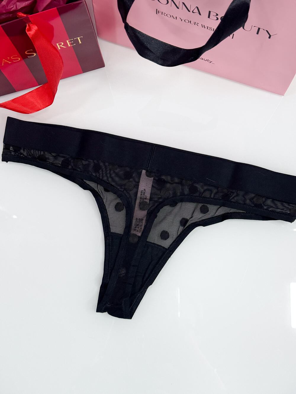 Sheer Heritage Logo Thong Panty розмір L black   