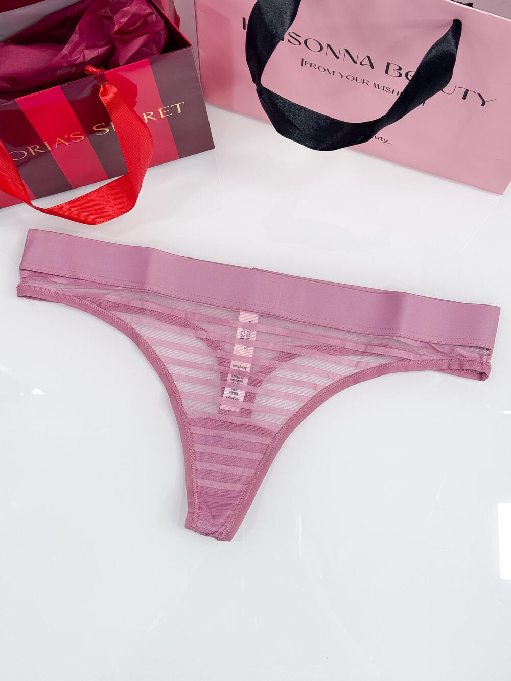 Sheer Heritage Logo Thong Panty розмір М Bikini Pink (94O7)  
