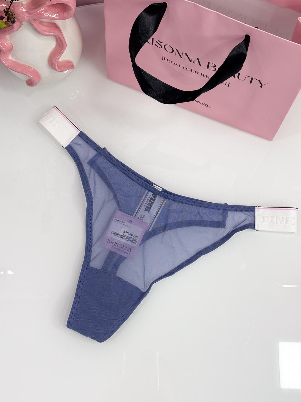 Logo Mesh High-Leg Thong Panty розмір М Dusty Iris (82O1) 