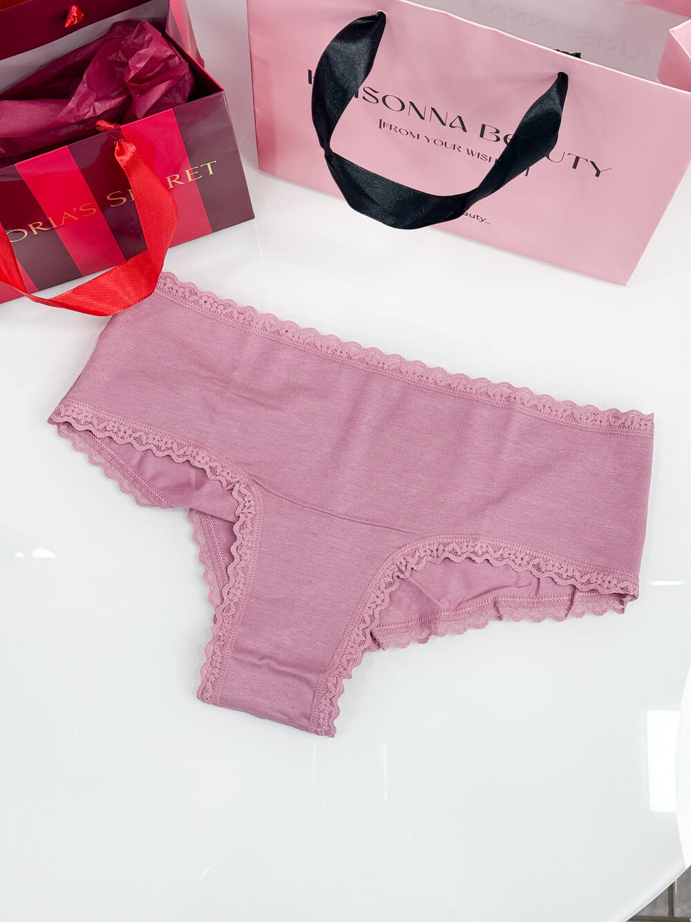 Lace-Trim Cotton Cheeky Panty розмір S рожеві 