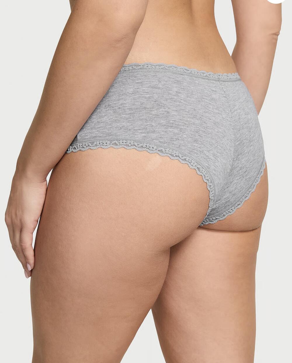 Lace-Trim Cotton Cheeky Panty розмір М сірі 