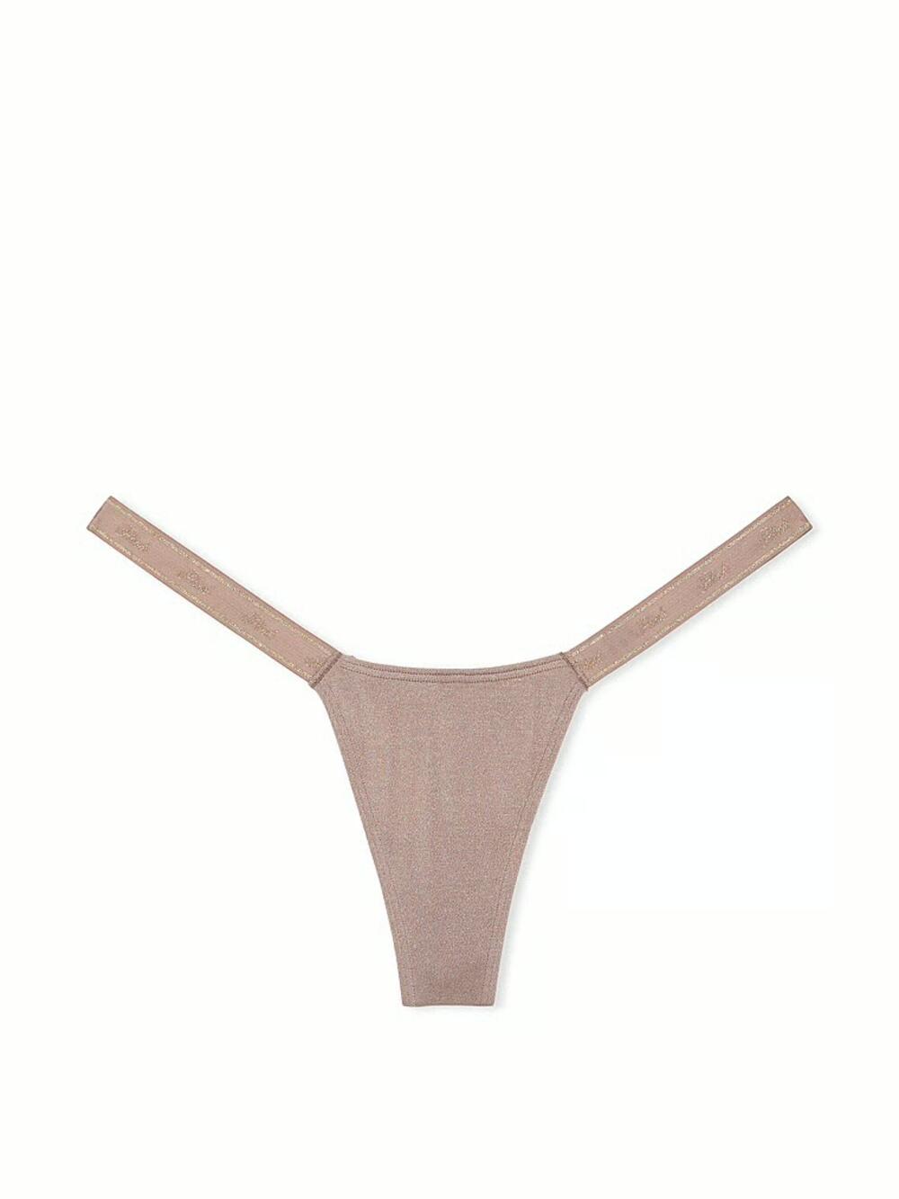 Logo Cotton Shimmer Micro Thong Panty розмір М Iced Coffee Sparkle Knit (6F7M) 