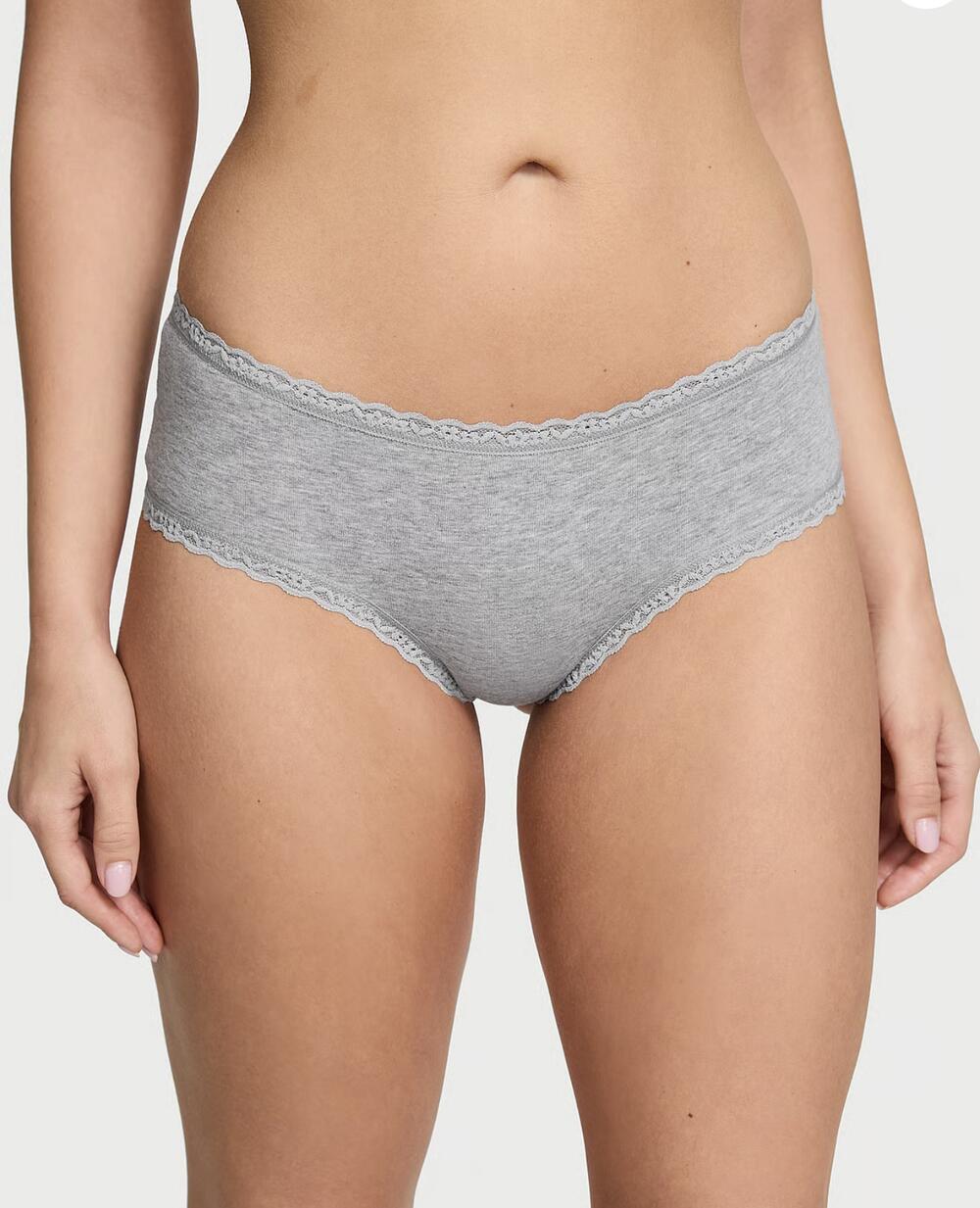 Lace-Trim Cotton Cheeky Panty розмір S сірі 