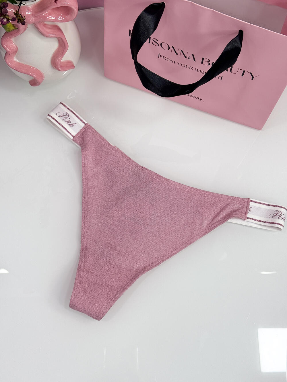 Logo Cotton High-Leg Thong Panty розмір М Petal Pink (6H8C) 