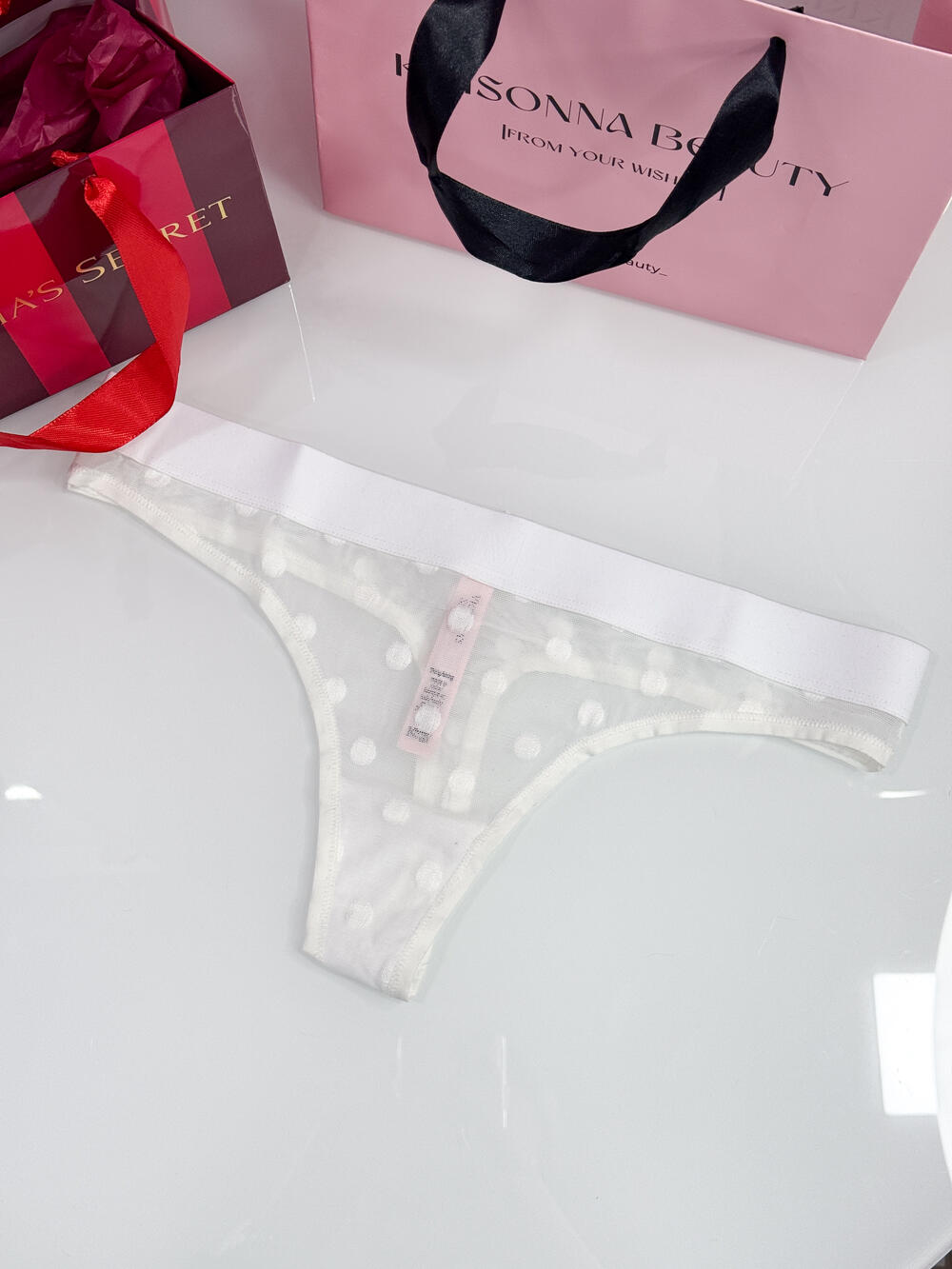 Sheer Heritage Logo Thong Panty розмір L white    