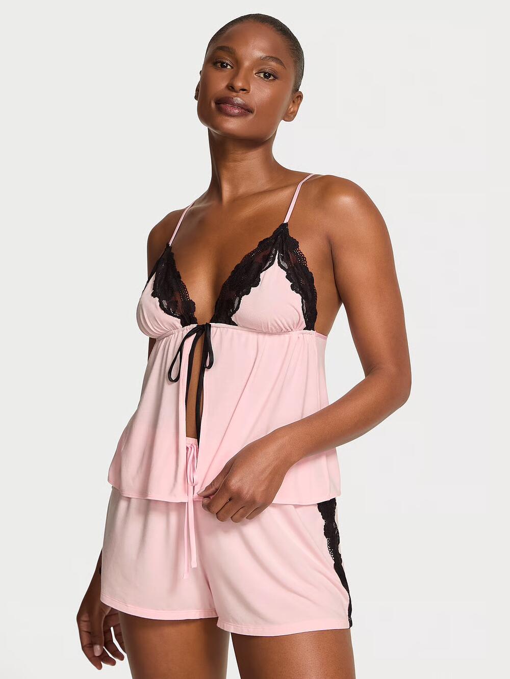 Розмір М Modal Soft Lace-Trim Flyaway Cami Set Angel Pink (7F03) 