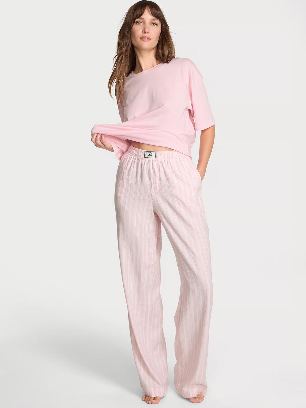 Розмір S Flannel Short-Sleeve Long Tee-Jama Set (7G2Q) 