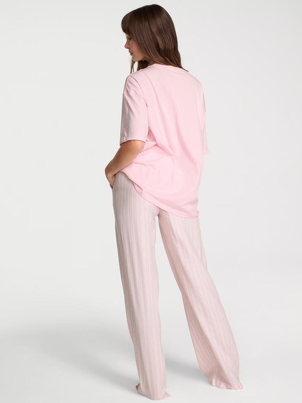 Розмір S Flannel Short-Sleeve Long Tee-Jama Set (7G2Q) 