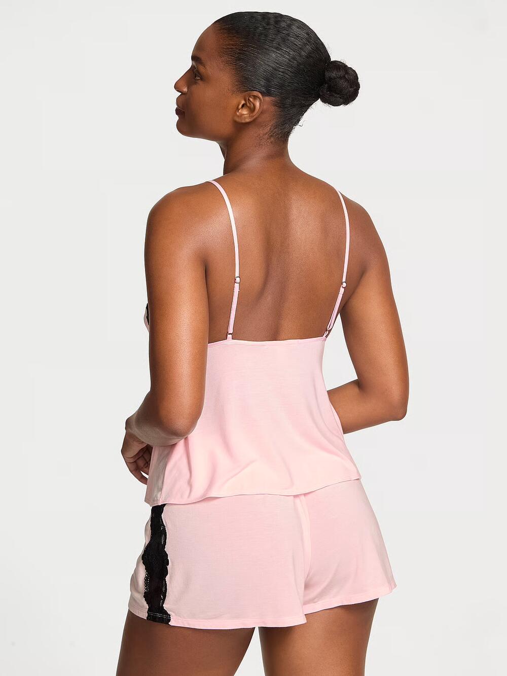 Розмір М Modal Soft Lace-Trim Flyaway Cami Set Angel Pink (7F03) 